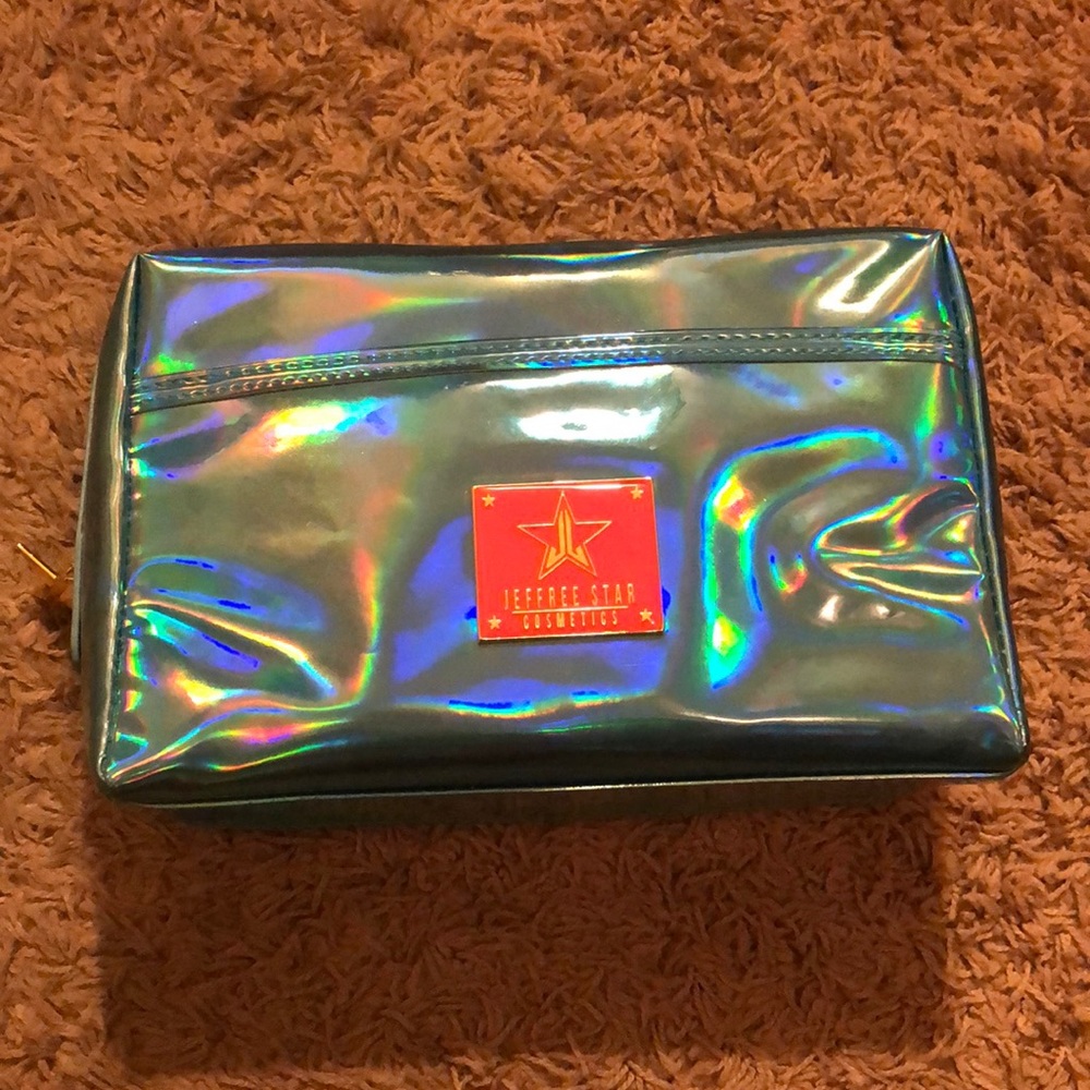 Jeffree Star Cosmetics blue holographic makeup bag